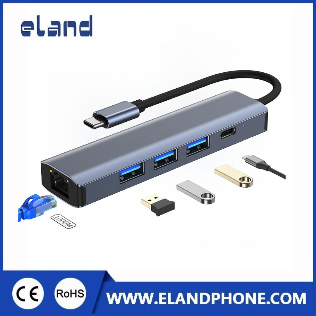 EL-D223C Type-C to 1ports USB-C + 3 ports USB3.0+Gigabit Ethernet adapter